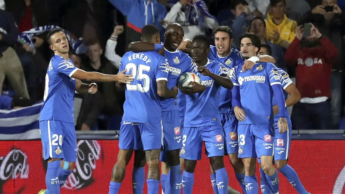 El Getafe celebra un gol