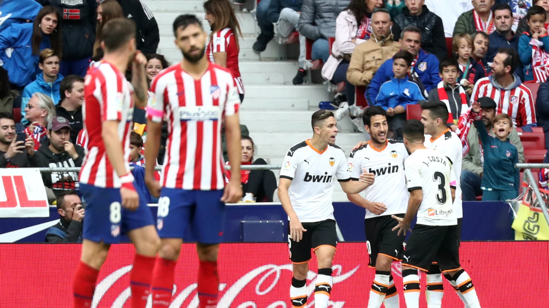 El Valencia celebra un gol ante el Atlético