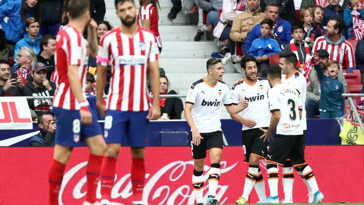 El Valencia celebra un gol ante el Atlético