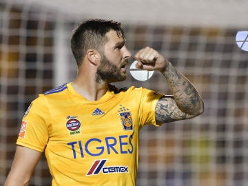 Gignac celebra un gol con Tigres Gignac celebra un gol con Tigres