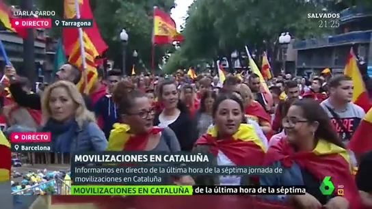 Manifestantes durante la concentración en Tarragona. Manifestantes durante la concentración en Tarragona.