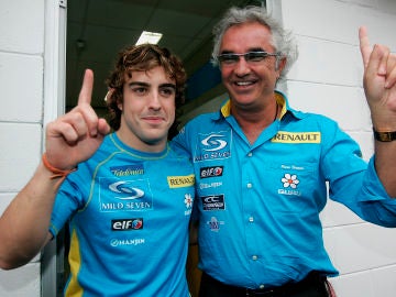 Fernando Alonso y Flavio Briatore, durante su época en Renault Fernando Alonso y Flavio Briatore, durante su época en Renault