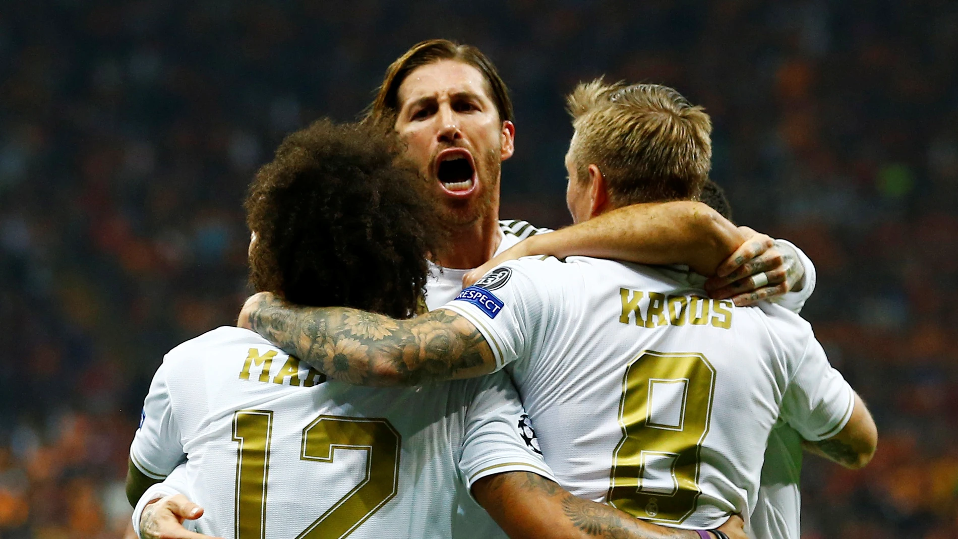 Sergio Ramos grita tras el 0-1 del Real Madrid en Estambul