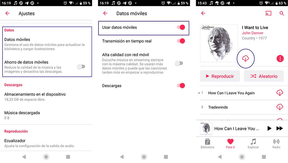 Reduciendo el gasto de datos en Apple Music