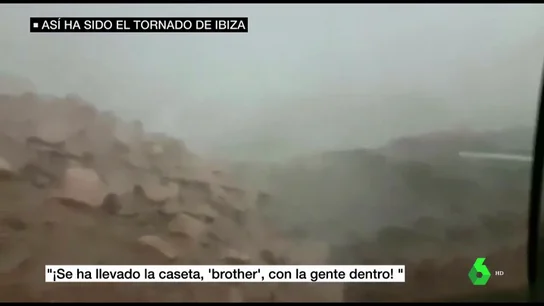Un tornado arranca una caseta de obra en Ibiza Un tornado arranca una caseta de obra en Ibiza