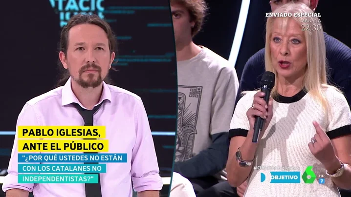 El reproche de una catalana no independentista a Pablo Iglesias: "Las fuerzas de seguridad nos están ayudando, y no les están apoyando"