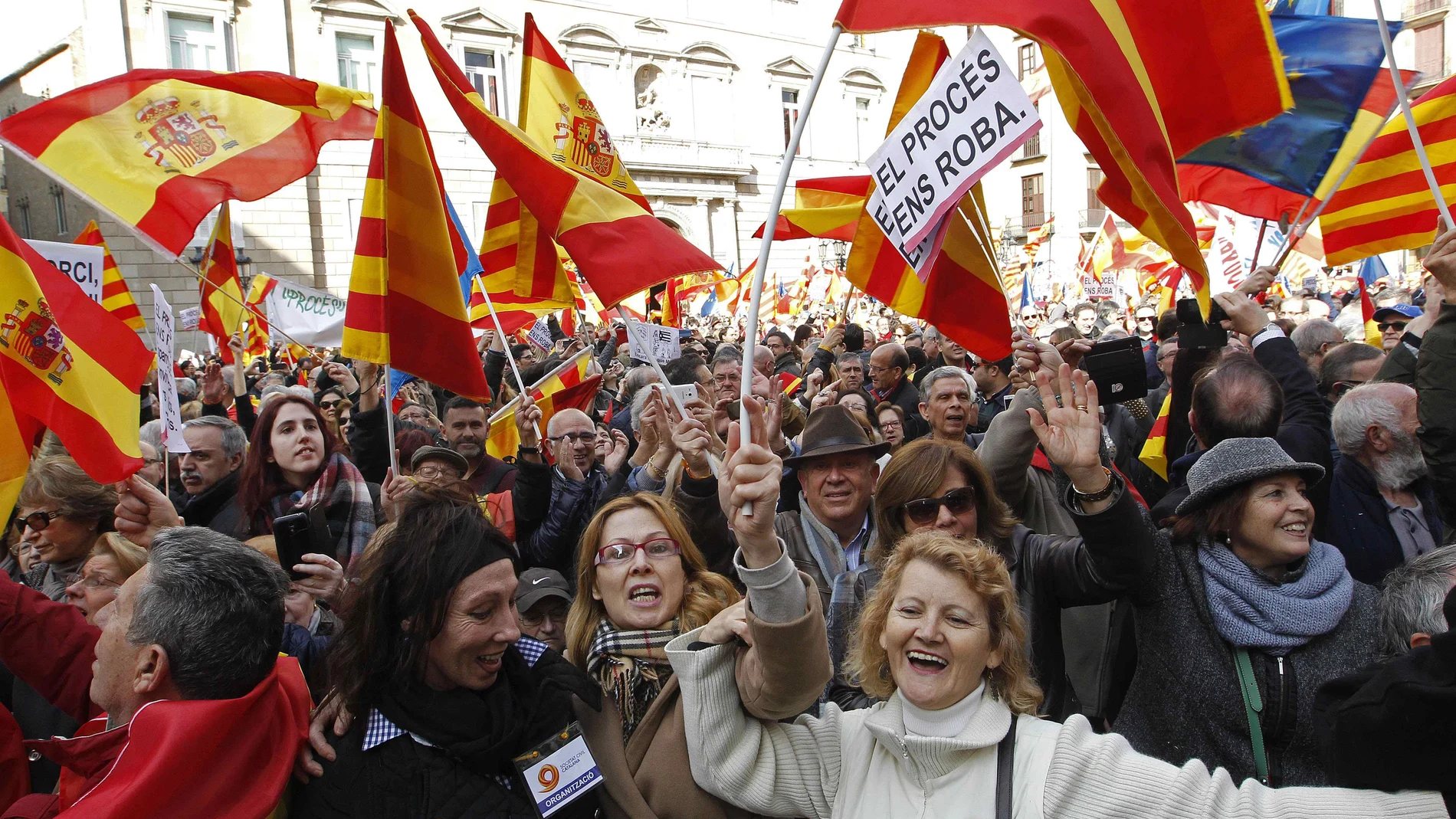 Imagen de archivo de una manifestación contra la independencia convocada por Sociedad Civil Catalana.