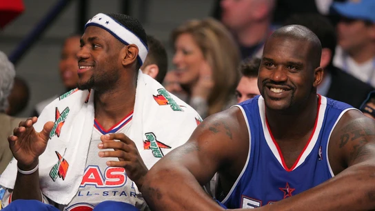 LeBron James y Shaquille O'Neal, durante el All Star de 2005 LeBron James y Shaquille O'Neal, durante el All Star de 2005