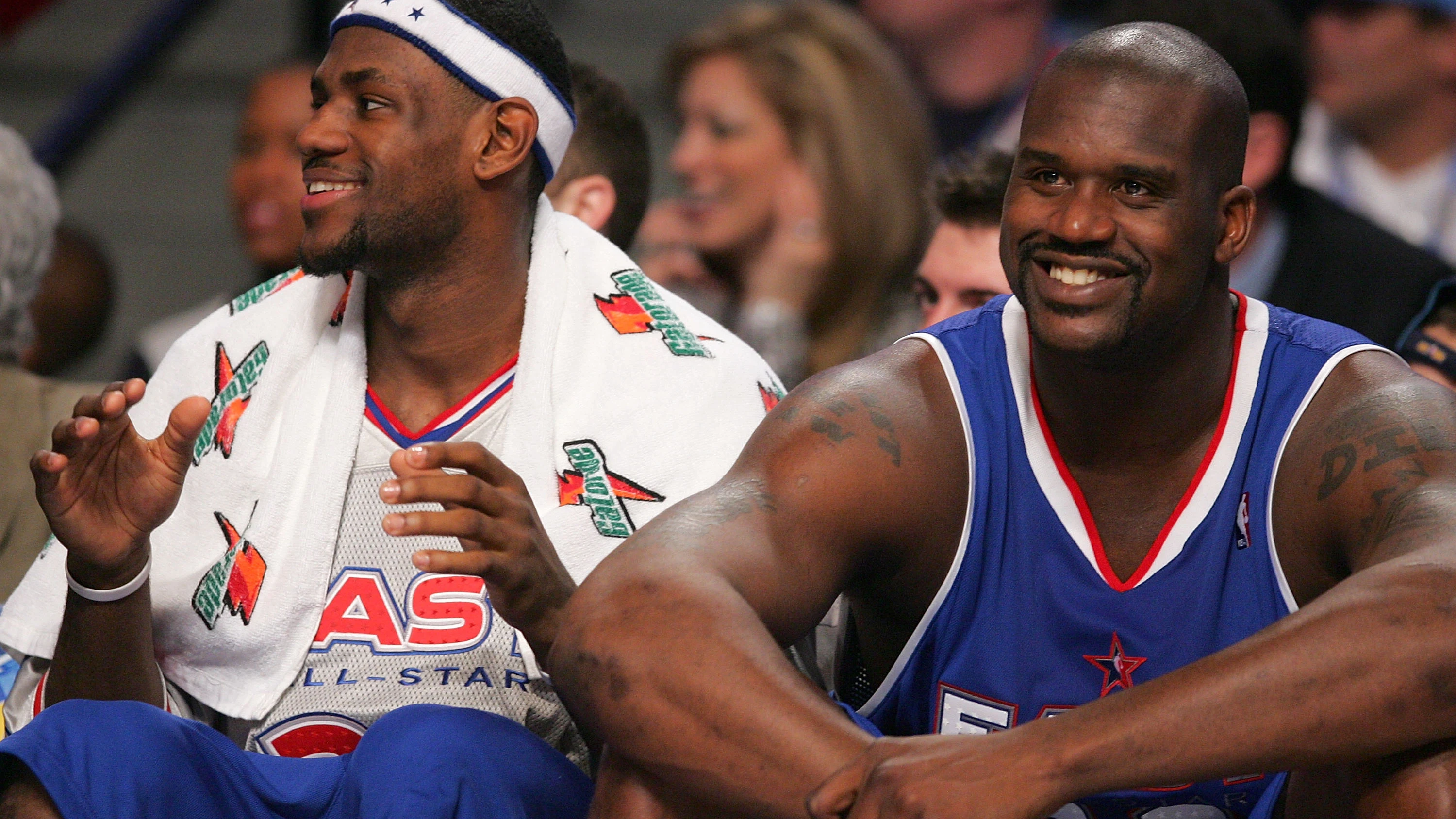 LeBron James y Shaquille O'Neal, durante el All Star de 2005