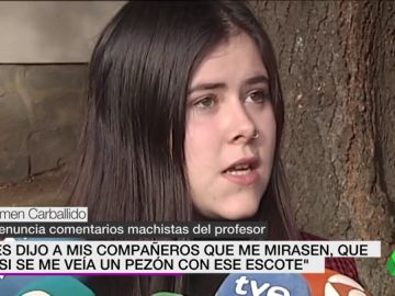 La alumna que denunció al profesor de Santiago: "No puedes estar aquí con ese escote" La alumna que denunció al profesor de Santiago: "No puedes estar aquí con ese escote"