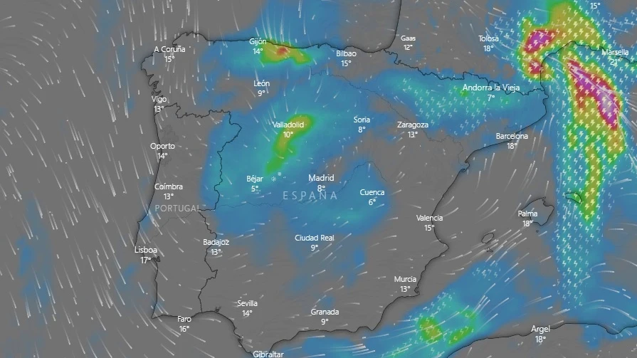 Mapa en tiempo real de la evolución de la Dana y la borrasca