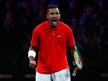 Nick Kyrgios celebra un punto durante un partido Nick Kyrgios celebra un punto durante un partido