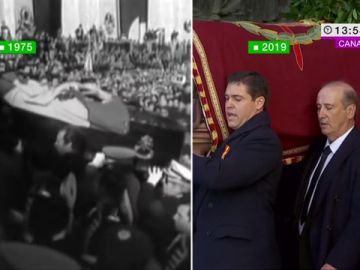 Dos imágenes históricas separadas por 44 años: así entró y así ha salido Franco del Valle de los Caídos Dos imágenes históricas separadas por 44 años: así entró y así ha salido Franco del Valle de los Caídos