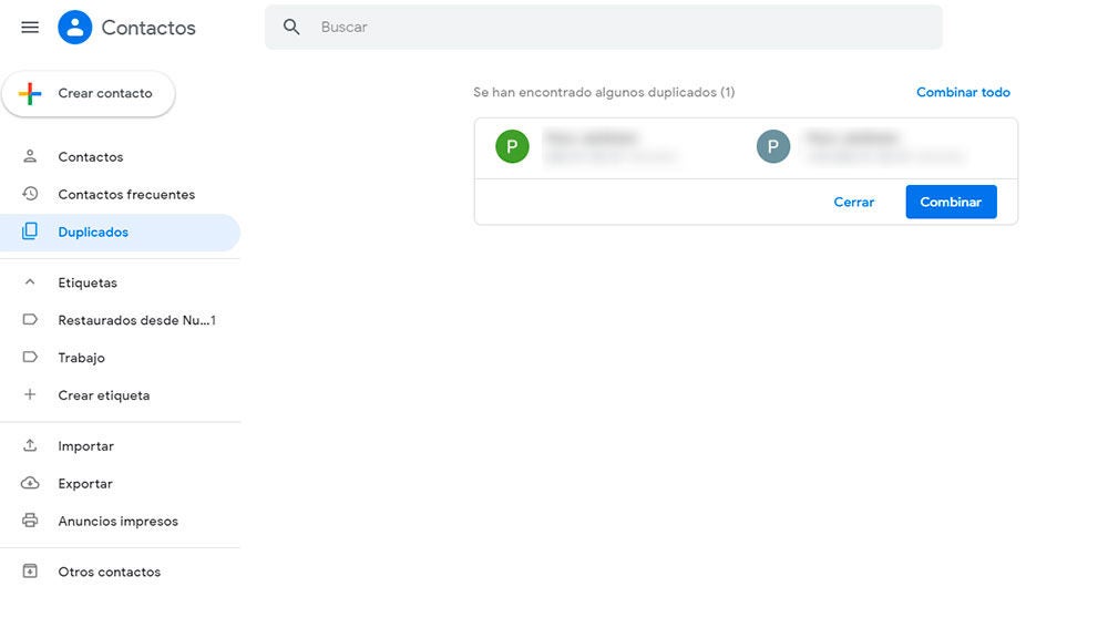 Borrando contactos duplicados desde el PC