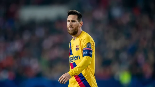 Leo Messi, durante el partido contra el Slavia de Praga Leo Messi, durante el partido contra el Slavia de Praga