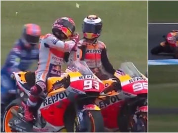 Bronca de Marc M&aacute;rquez a Lorenzo por su toque en Phillip Island
