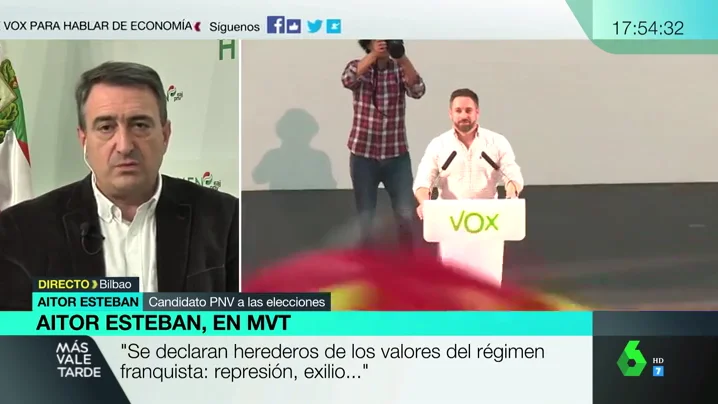 Aitor Esteban, sobre Vox: "Se blanquea a un partido totalitario, no se les aísla ni se les dice 'no son un partido democrático'"