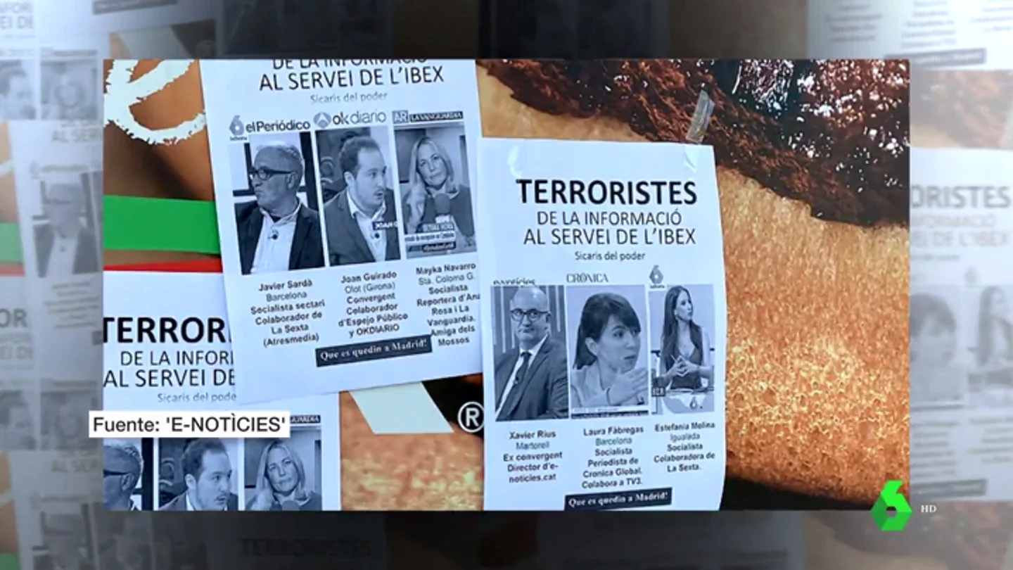Periodistas catalanes, señalados como "terroristas" en carteles anónimos Periodistas catalanes, señalados como "terroristas" en carteles anónimos