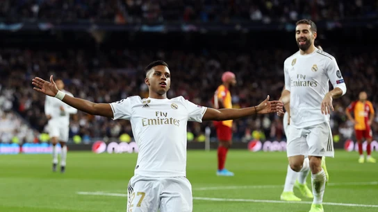 Rodrygo Goes celebra su primer gol en Champions League Rodrygo Goes celebra su primer gol en Champions League