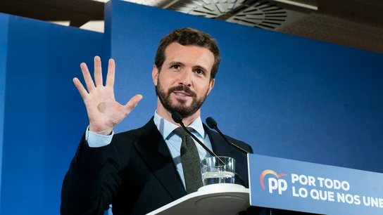 Pablo Casado en un acto del PP en Santander Elecciones generales