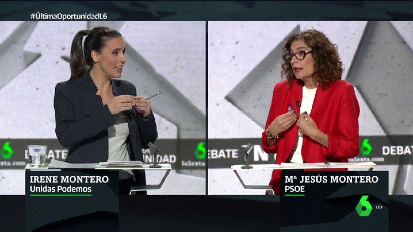 Irene Montero, a Mar&iacute;a Jes&uacute;s Montero: "Ojal&aacute; le ganes la batalla a Calvi&ntilde;o y a Pedro S&aacute;nchez"