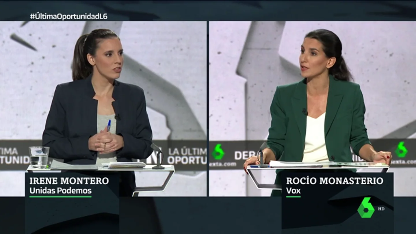 Irene Montero, a Rocío Monasterio: "Reventar el minuto de silencio por una mujer asesinada es de ser un desalmado" Irene Montero, a Rocío Monasterio: "Reventar el minuto de silencio por una mujer asesinada es de ser un desalmado"