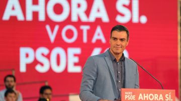 Pedro Sánchez en un acto de cierre de campaña del PSOE