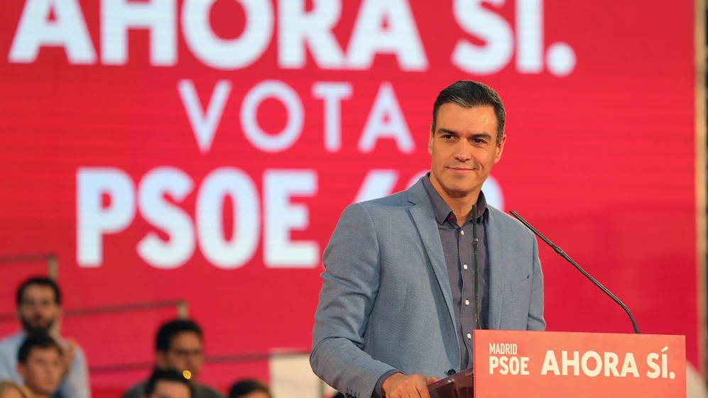 Pedro Sánchez en el acto de cierre de campaña del PSOE