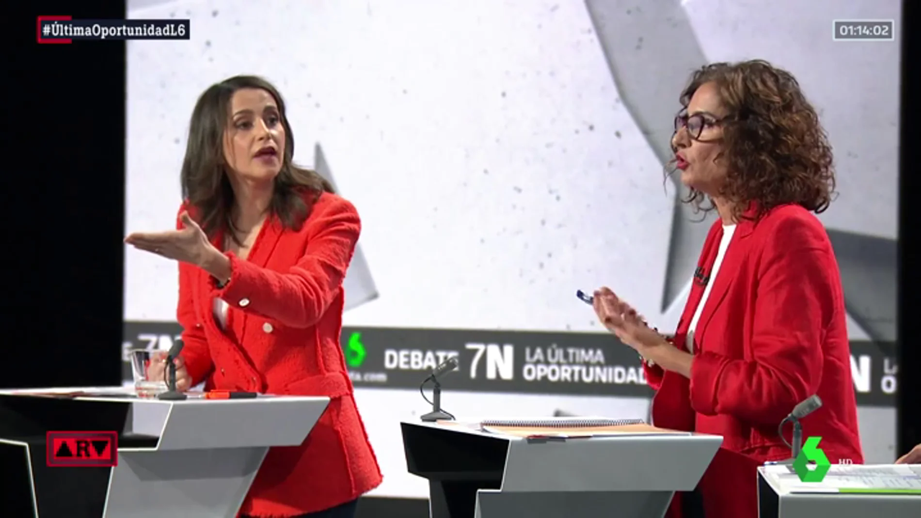 María Jesús Montero e Inés Arrimadas en el debate de laSexta