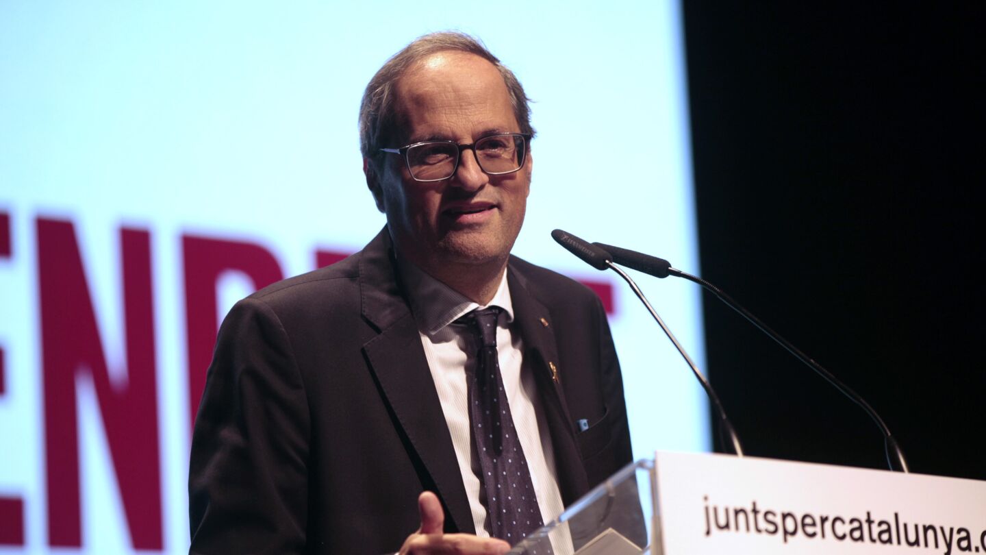 Quim Torra en un acto de campa&ntilde;a electoral de las elecciones generales 2019