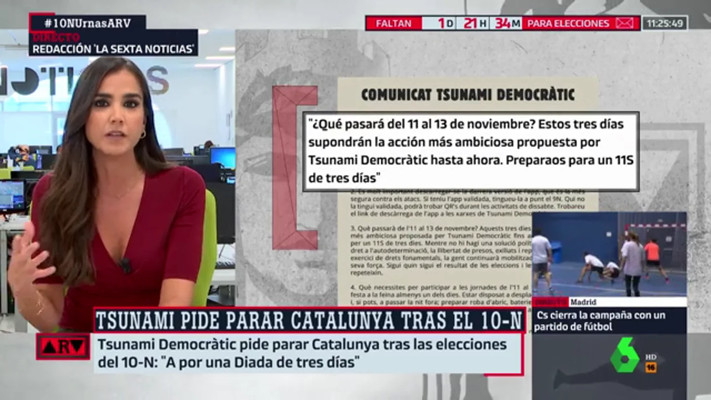 Tsunamic Democràtic convoca su "acción más ambiciosa" tras las elecciones del 10N Tsunamic Democràtic convoca su "acción más ambiciosa" tras las elecciones del 10N