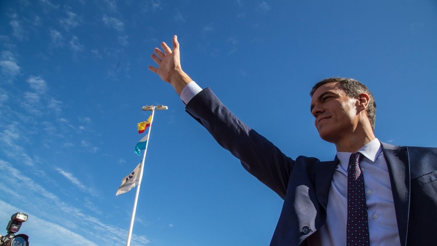Pedro S&aacute;nchez en un acto electoral en Los Alc&aacute;zares