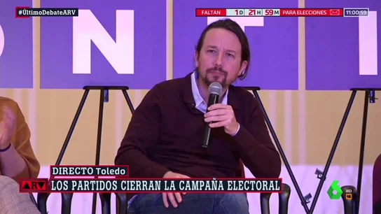 Iglesias carga contra Sánchez en el último día de campaña: "Usted mira a la derecha" Iglesias carga contra Sánchez en el último día de campaña: "Usted mira a la derecha"