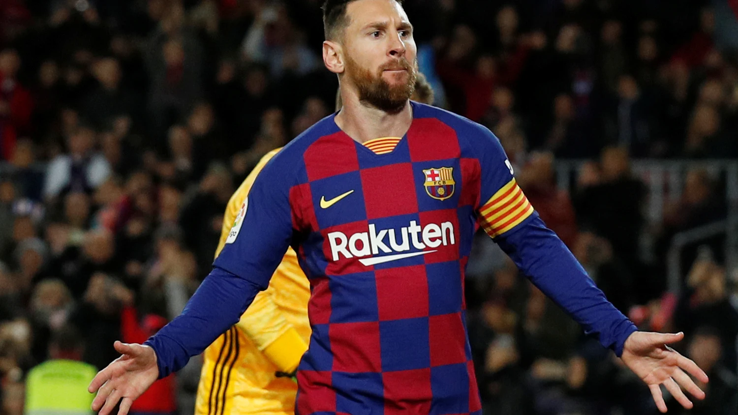 Messi celebra uno de sus goles con el Barça