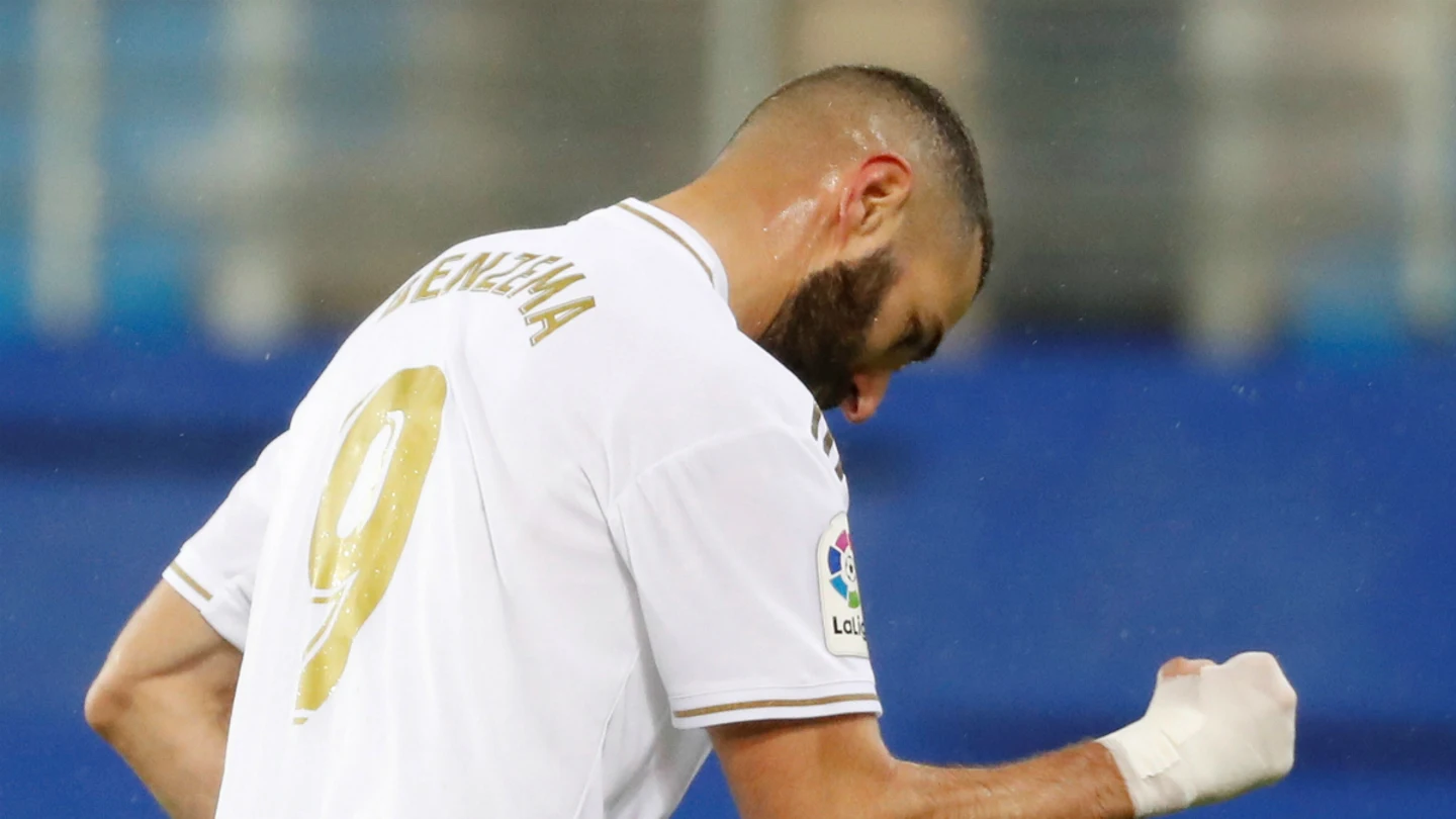 Karim Benzema celebra un gol Karim Benzema celebra un gol