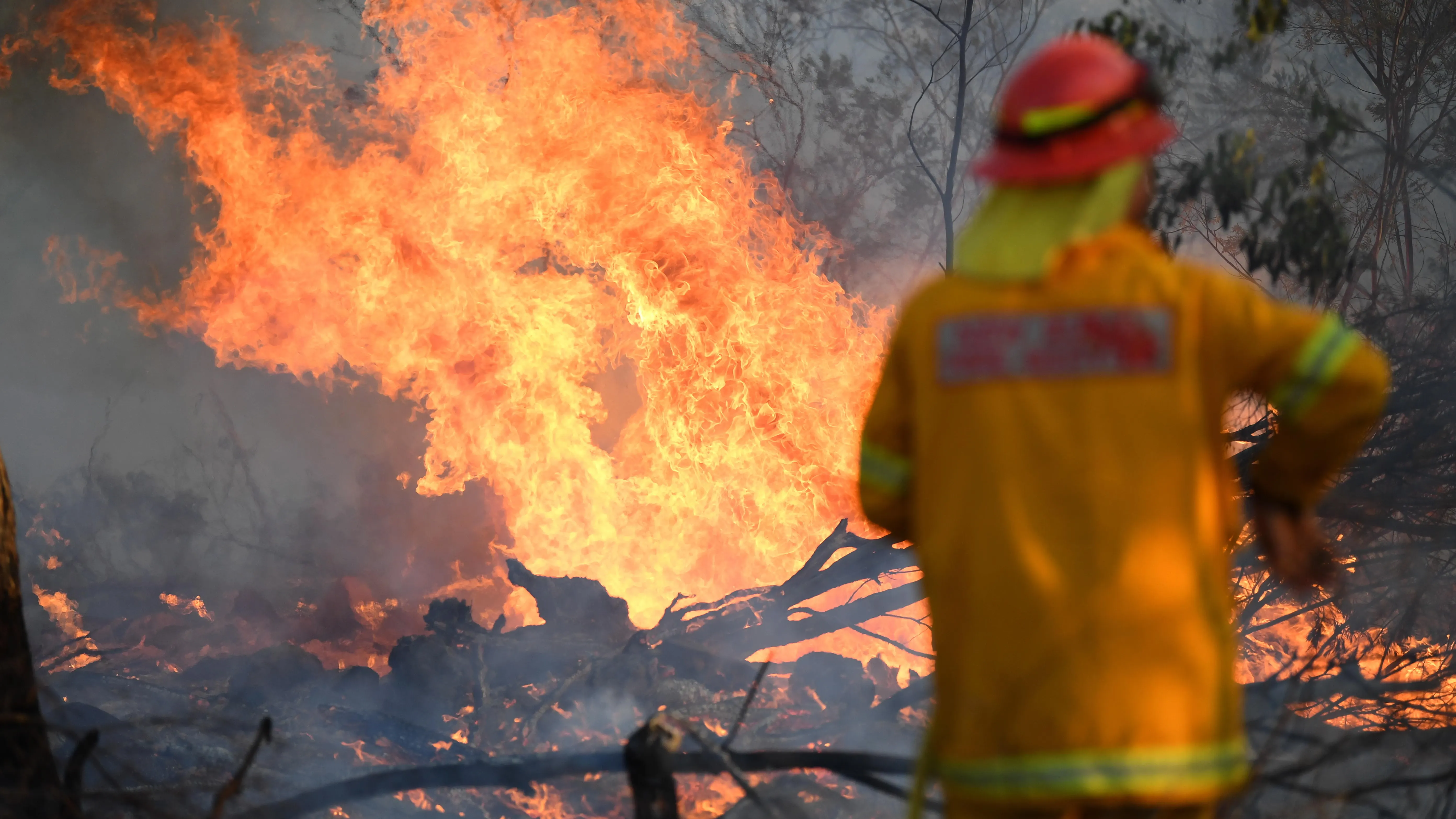 Un bombero trabaja en la extinción de uno de los incendios forestales del este de Australia