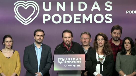 Pablo Iglesias tras el resultado de las elecciones generales, v&iacute;deo en directo