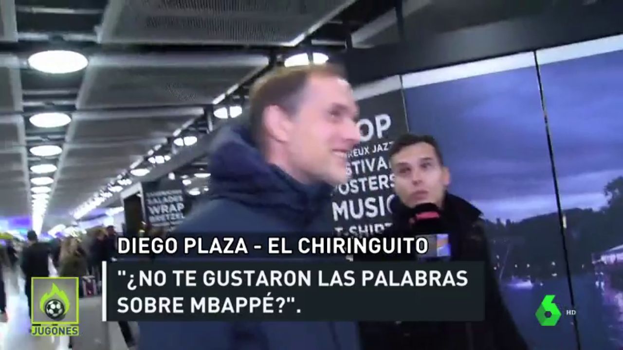 El Chiringuito, a Tuchel en Ginebra: "¿Vas a hablar con Zidane de sus palabras sobre Mbappé?" - LaSexta