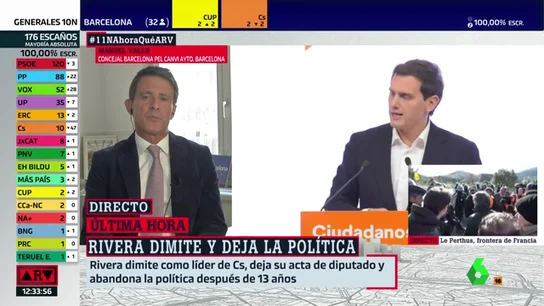 Manuel Valls, a Rivera tras dimitir: "Chapó, Albert, pero qué lástima" Manuel Valls, a Rivera tras dimitir: "Chapó, Albert, pero qué lástima"