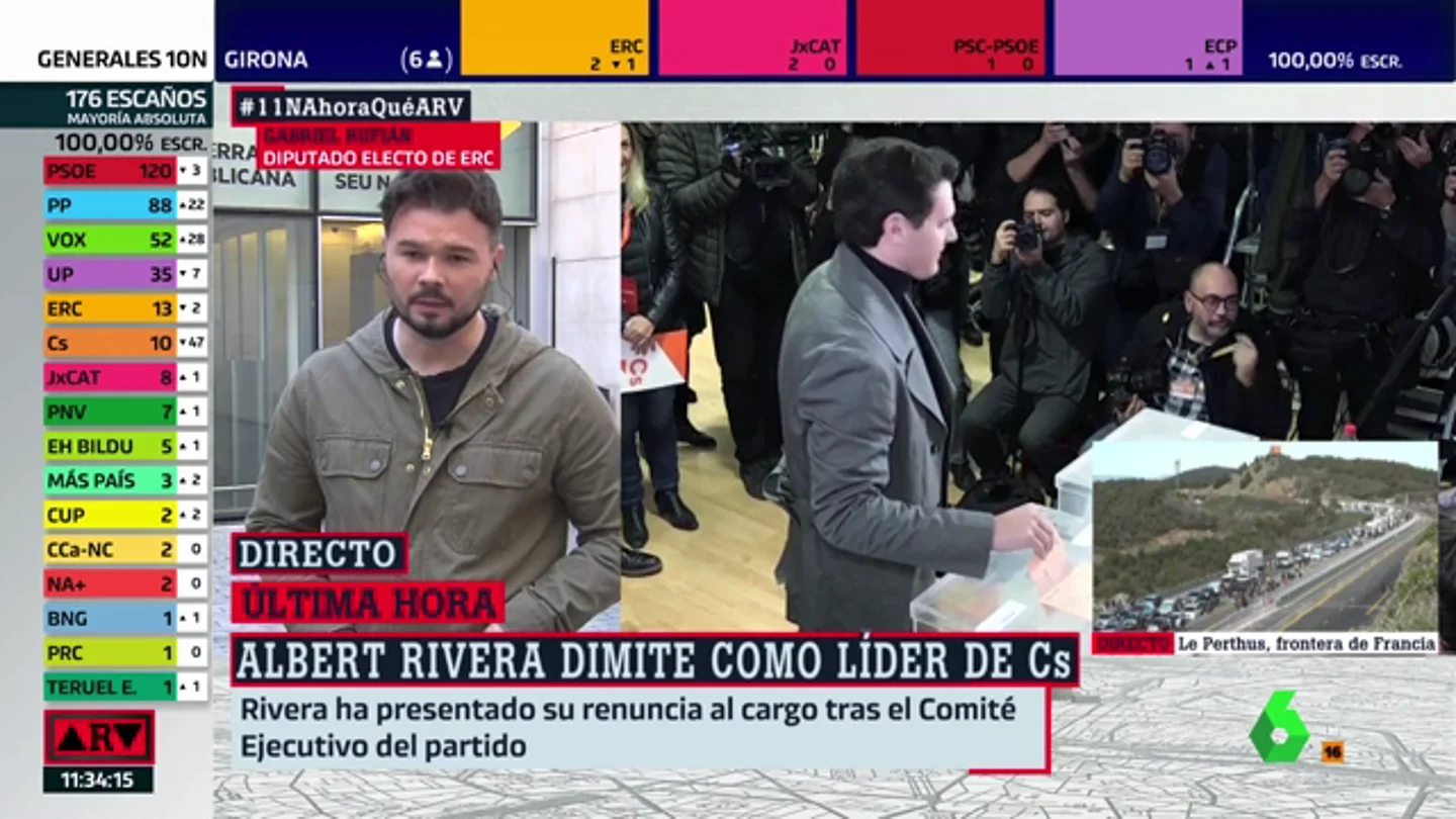 Gabriel Rufián: "Sería poco elegante ahcer leña del árbol caído" Gabriel Rufián: "Sería poco elegante ahcer leña del árbol caído"