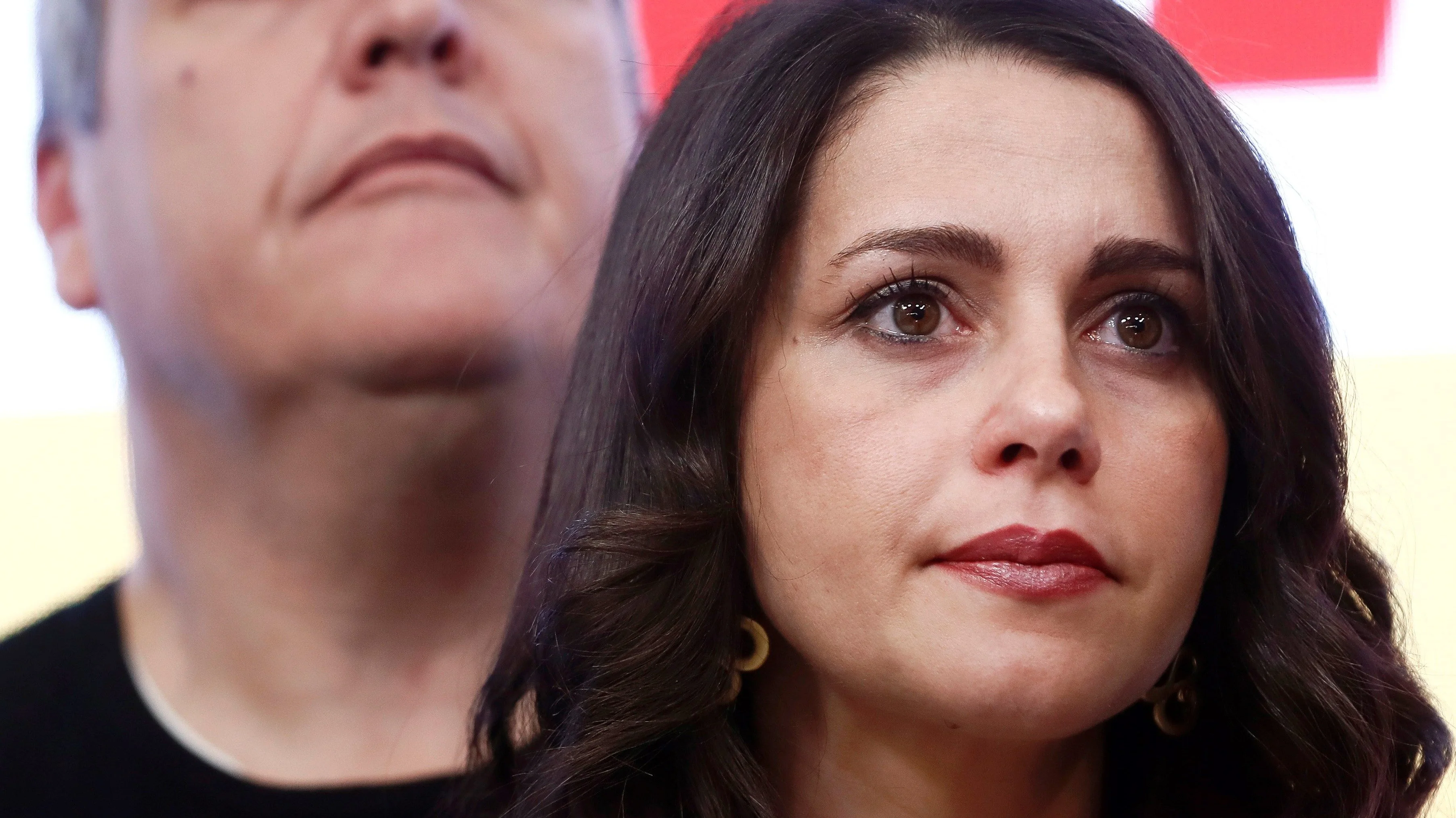 Inés Arrimadas, durante el anuncio de la dimisión de Rivera