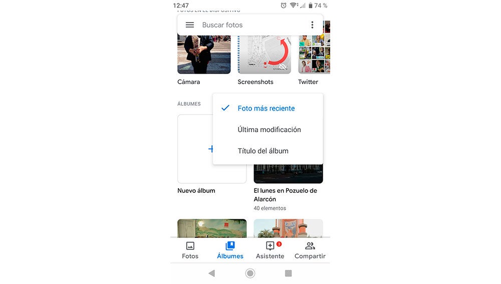 Seleccionando el orden de los álbumes