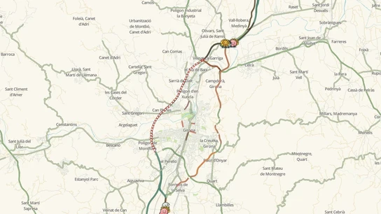 Mapa del estado de las carreteras en Girona Mapa del estado de las carreteras en Girona