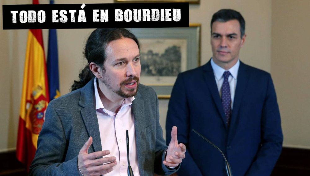 Pablo Iglesias, durante la firma del preacuerdo de Gobierno con el PSOE