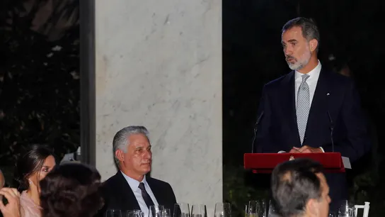 El rey Felipe VI durante su intervención ante el presidente cubano Miguel Díaz-Canel El rey Felipe VI durante su intervención ante el presidente cubano Miguel Díaz-Canel