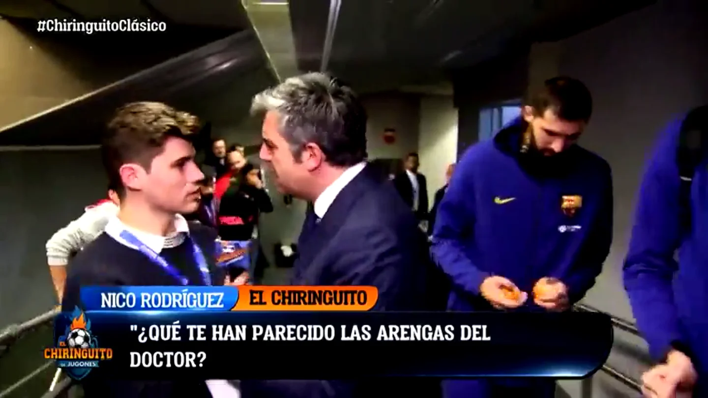 Lamentable reacción del jefe de prensa del Barcelona a una pregunta de 'El Chiringuito': ojo a la reacción de Pedrerol Lamentable reacción del jefe de prensa del Barcelona a una pregunta de 'El Chiringuito': ojo a la reacción de Pedrerol