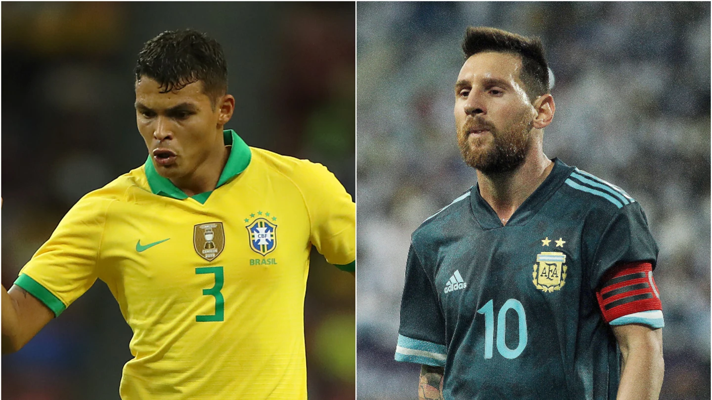 Thiago Silva y Lionel Messi Thiago Silva y Lionel Messi