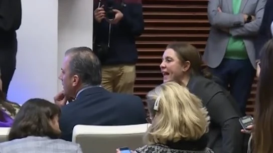 Una víctima de violencia de género increpa a Ortega Smith Una víctima de violencia de género increpa a Ortega Smith