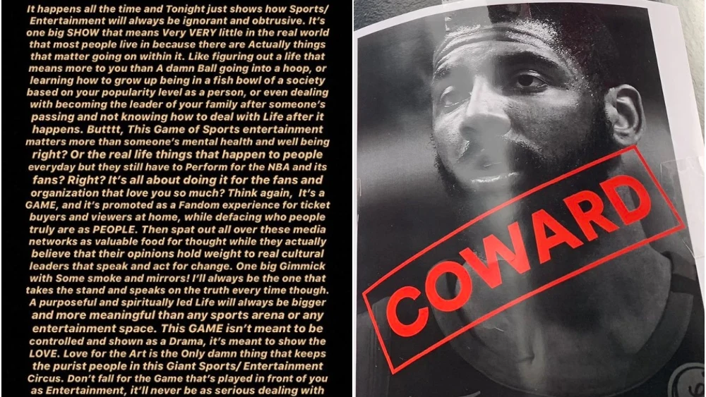 La respuesta de Kyrie Irving a través de su cuenta de Instagram