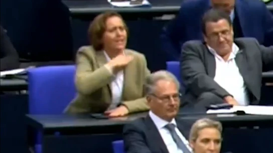 El polémico gesto de la diputada Beatrix von Storch El polémico gesto de la diputada Beatrix von Storch